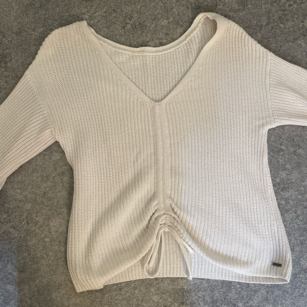 Hollister White V-Neck Sweater